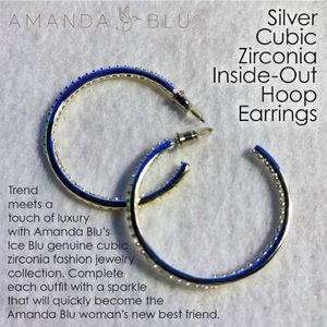 Amanda Blu® 
Silver Gold Cubic Zirconia Inside-Out Hoop Earrings
